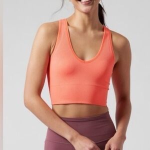 Athleta Aurora Crop Rib Tank Coral Woman’s Size XS